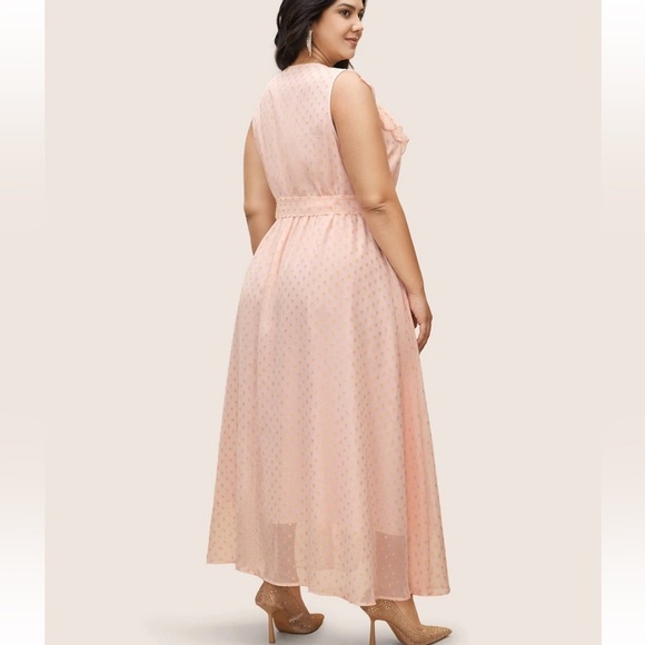 BloomChic Plus Size XL Polka Dot Ruffles Belted Sleeveless Dress us14-16 - Picture 2 of 7